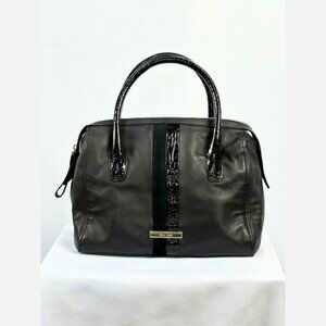 Cole Haan Structured Black Satchel with Patent Accents – Like New
